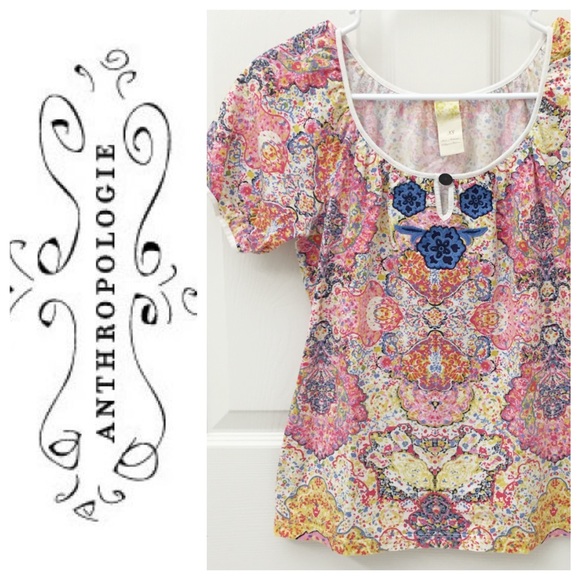 Anthropologie Mandala Embroidered Top