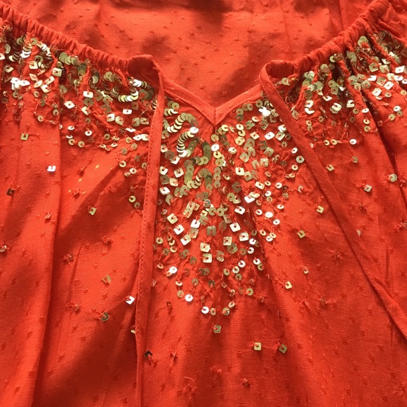 Charter Club Redish Orange Sequined Blouse