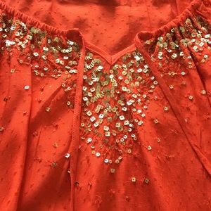 Charter Club Redish Orange Sequined Blouse