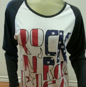 Amplified Rock N Roll USA Ringer Long Sleeve Shirt