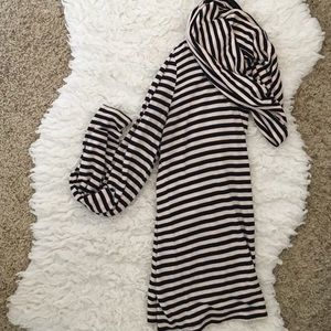 Cowl neck striped top