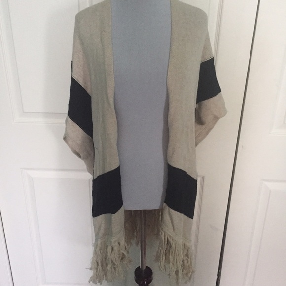 Poncho Style Fringe Boho Cardigan