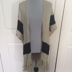 Poncho Style Fringe Boho Cardigan