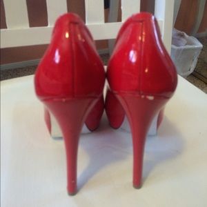 cherry red Jessica Simpson peep-toe heels
