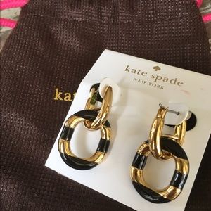 NWT Kate spade gold and black hoop earrings