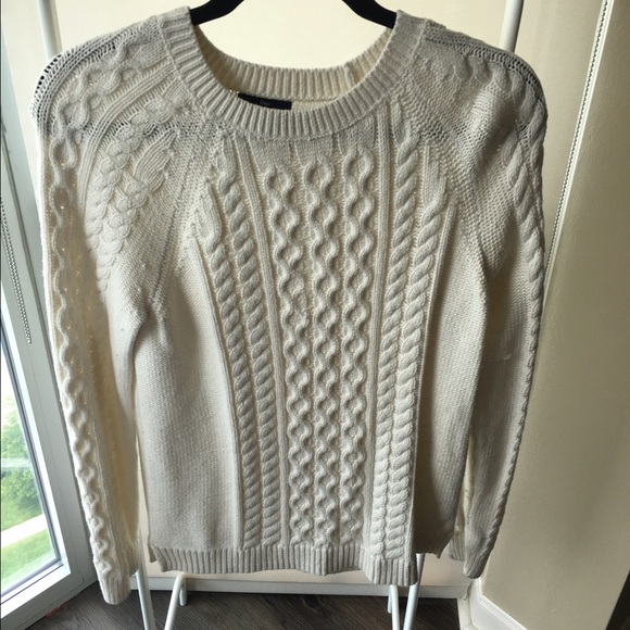 White Cable Knit Sweater