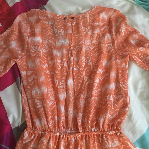 Orange/white tribal long sleeve romper - Picture 3 of 3