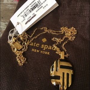 NWT Kate Spade black and gold pendant necklace