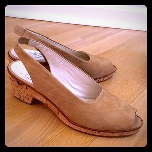 Joan & David camel open toe sling back shoes