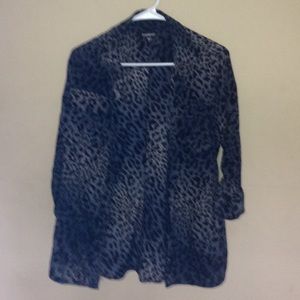 Black leopard  button down blouse