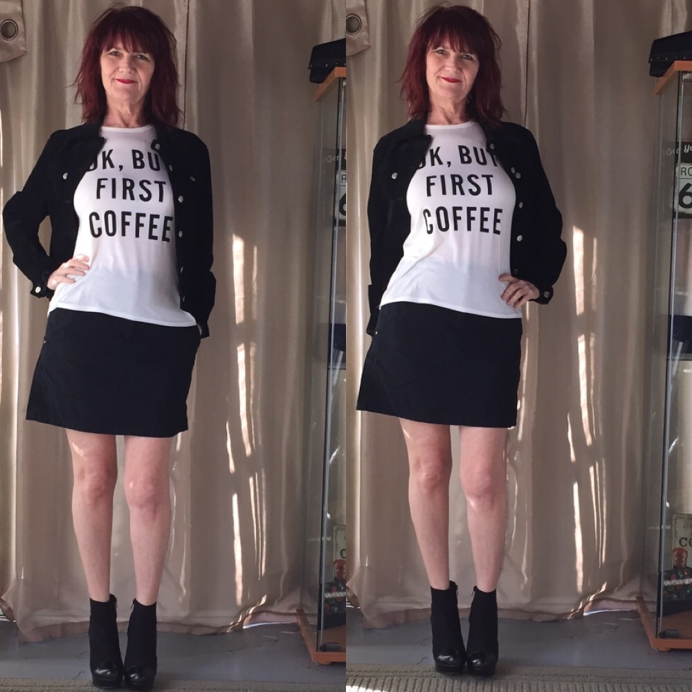 " OK, BUT FIRST COFFEE" T SHIRT