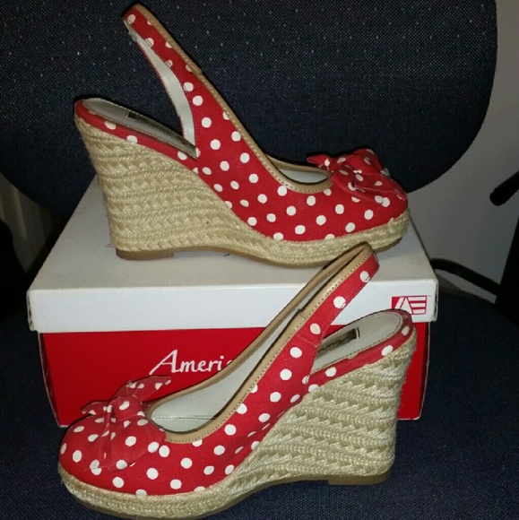American Eagle Polka Dot Wedges Size 6.5