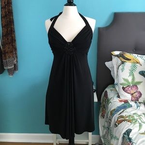 Embellished v-neck, black halter dress from WHBM.