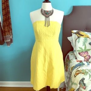The Limited yellow textured strapless summer dress