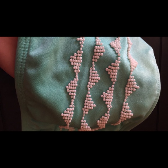 Mint and White beaded strapless bikini top - Picture 2 of 3