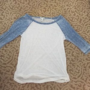 Distressed baseball tee