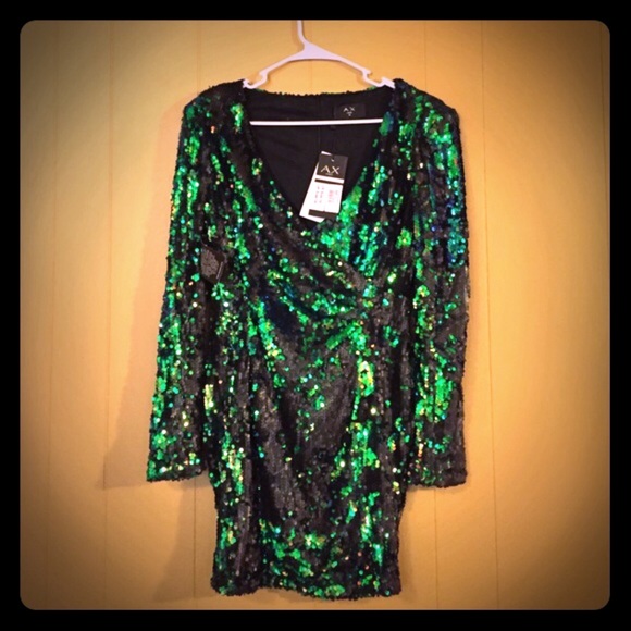 AX Paris sequins green and black dress