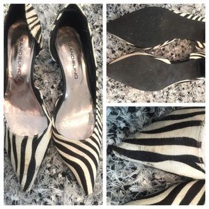 bandolino size 8 zebra kitten heels