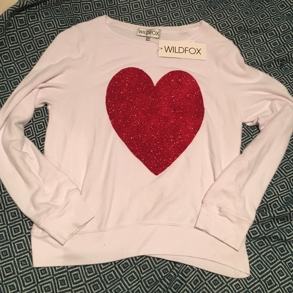 Wildfox Tops - Wildfox Red Heart Baggy Beach Jumper