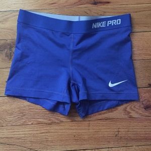 Blue Nike Pro Spandex Shorts