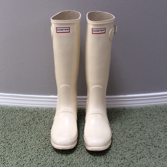 HUNTER tall gloss ivory Rain boots