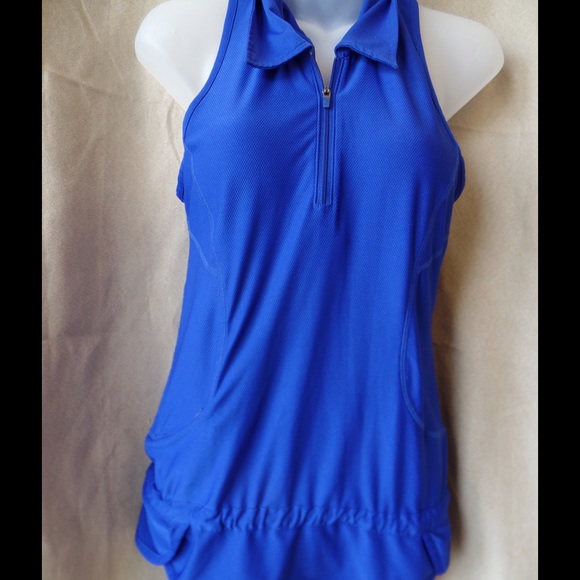 Royal blue sleeveless collar top