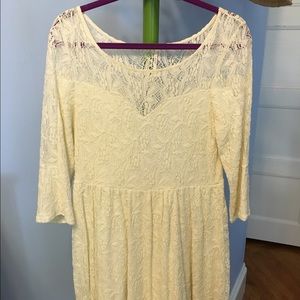 Free people white lace long sleeved dress