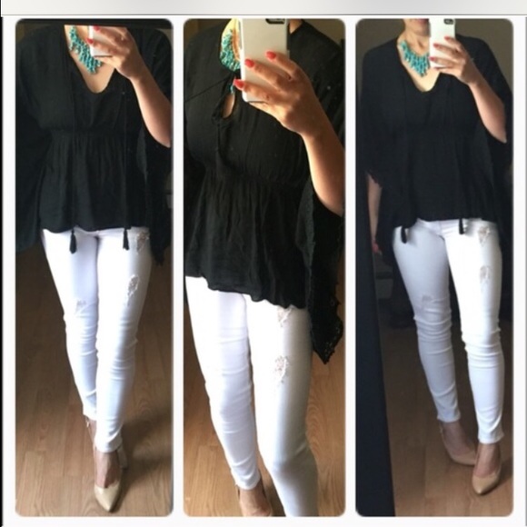 Tops - 1 Day💜Lace trim kimono top💜