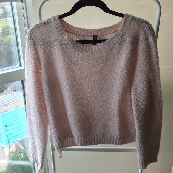 Fuzzy Pink Knit Crop Sweater