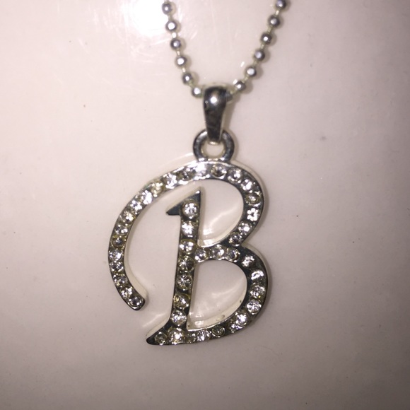Jewelry - Silvertone rhinestone letter "B" necklace