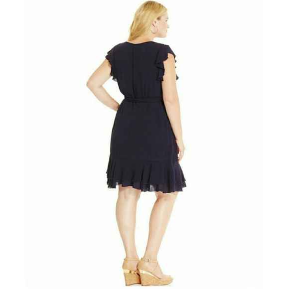 Spense Plus Size Embroidered Flutter-Sleeve Dress - Picture 2 of 2