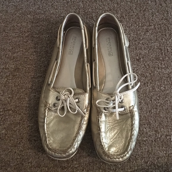 Metallic Gold Sperry Boat Shoes - Picture 2 of 4
