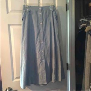 A-line denim midi skirt