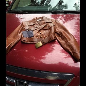 PRADA CROPPED LEATHER JACKET.