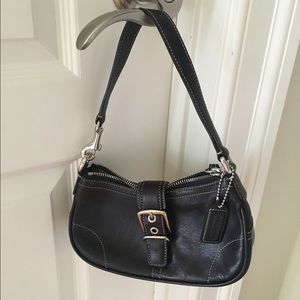 Black leather coach purse