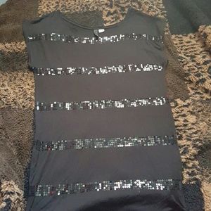 Glitter stripe black blouse