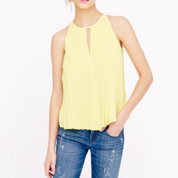 J. Crew Tops - J.Crew Pleated Chiffon Top Yellow Sz 2/XS EUC!