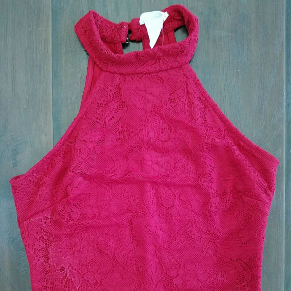 Sexy Red Lace Halter Dress NWOT - Picture 2 of 5