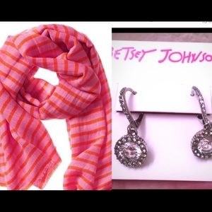 Banana Rep. Scarf /Betsey Johnson Earrings Bundle