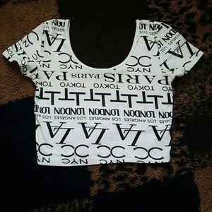 LOS ANGELES, LONDON, PARIS, TOKYO crop top