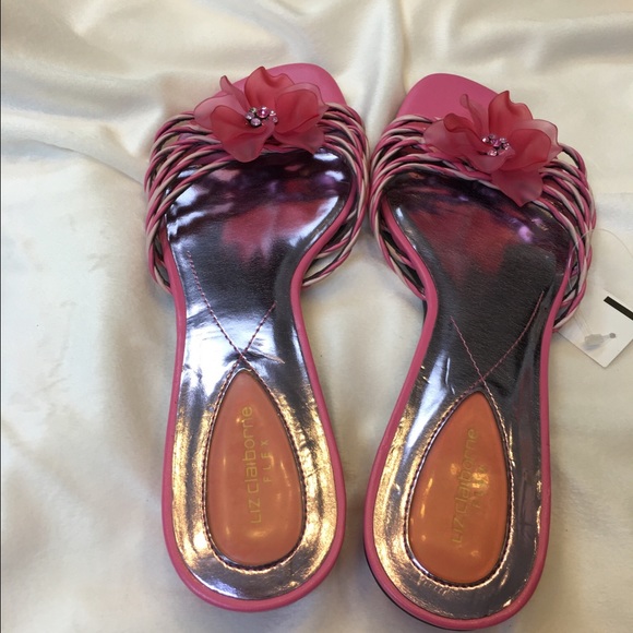 LIZ Claiborne flex pink slide, flower, Sz9.5M