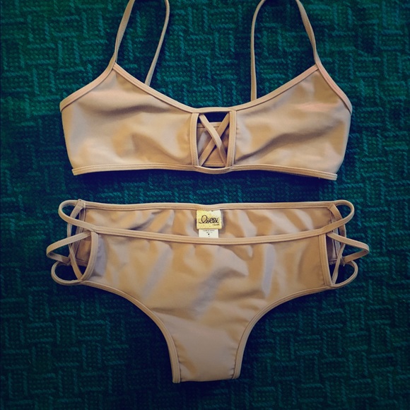 Lolli Tan Nude Sexy Swim Set Small 4 New w/o tags