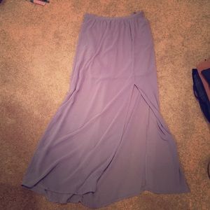 Long purple skirt with slit