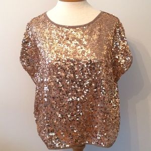 Gold sequin shirt sleeve shirt, Medium, Forever 21