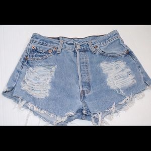 Distressed Levi's cut-off shorts