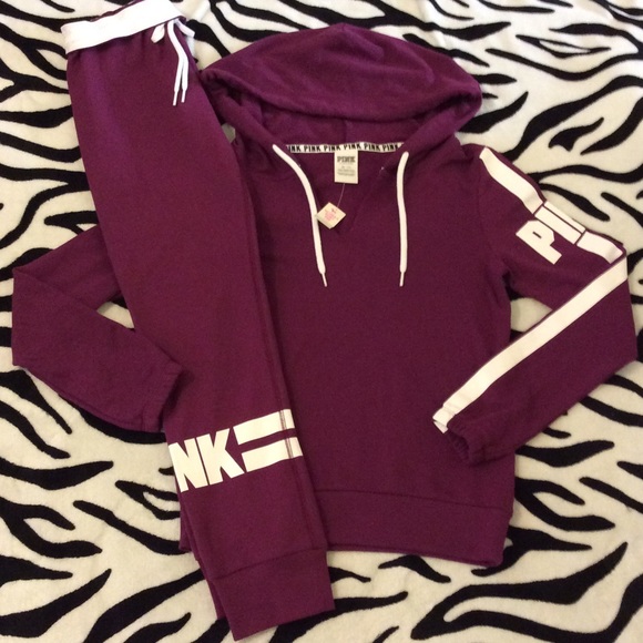 VS PINK set~ pullover split v hoodie gym pants XS - Picture 4 of 4
