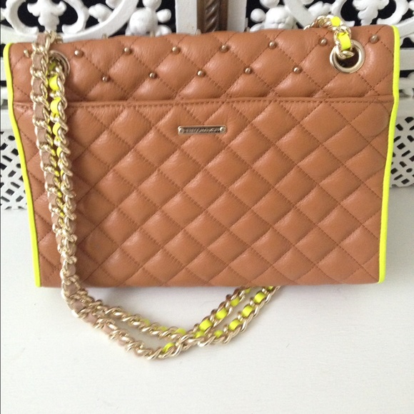 Rebecca Minkoff Studded Quilted Affair Bag Tan - Picture 2 of 4