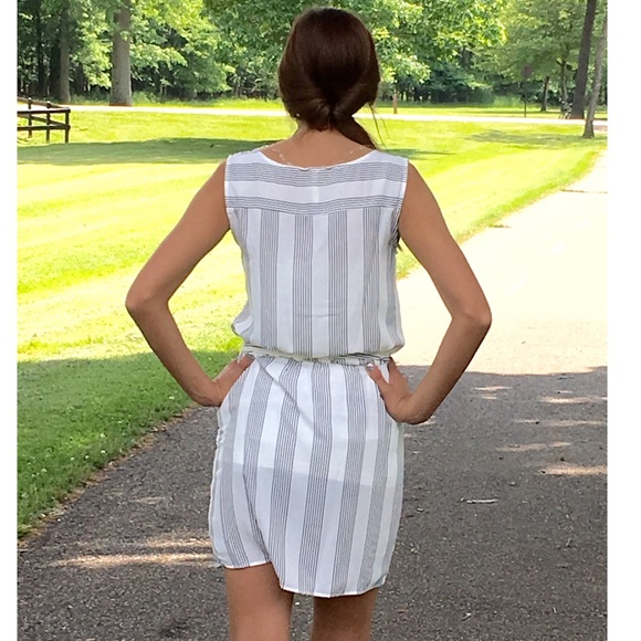 Black & White Stripe Dress Shirtdress - Picture 3 of 4