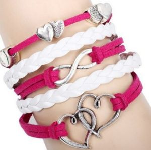 Double & Triple Heart Charms Infinity Bracelet