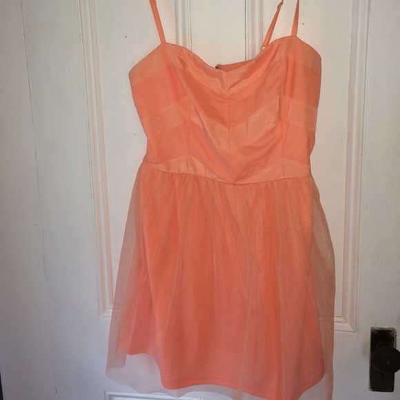 Peach Chevron Tulle Summer Dress